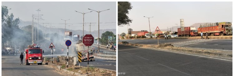 सातारा पुणे महामार्गावर धावत्या टँकरला अचानक आग! 