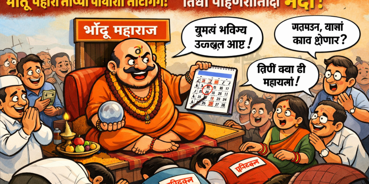 दौंडमध्ये इच्छुक उमेदवारांचे भोंदू महाराजांच्या पायाशी लोटांगण! निवडणुकीचे भविष्य, तिथी पाहण्यासाठी गर्दी!